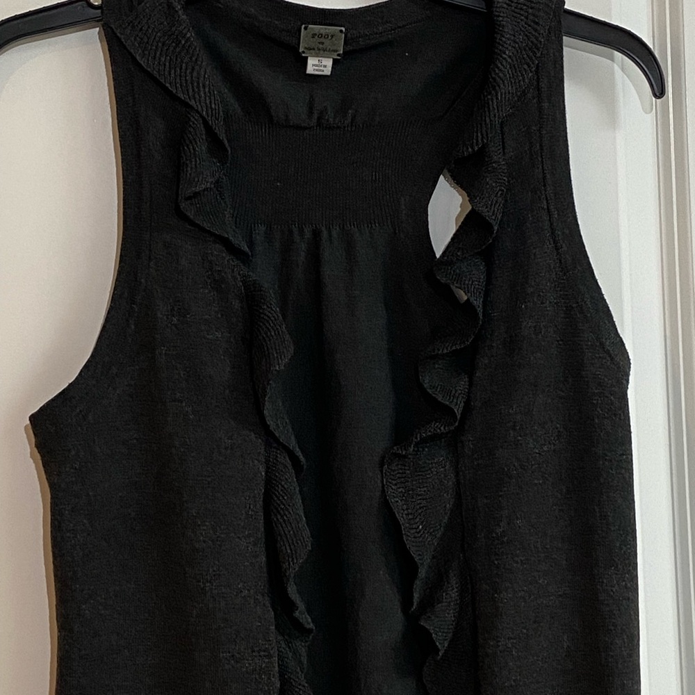 EUC - Poof Made With Love Black Ruffle Vest - Size Small - Picture 6 of 14